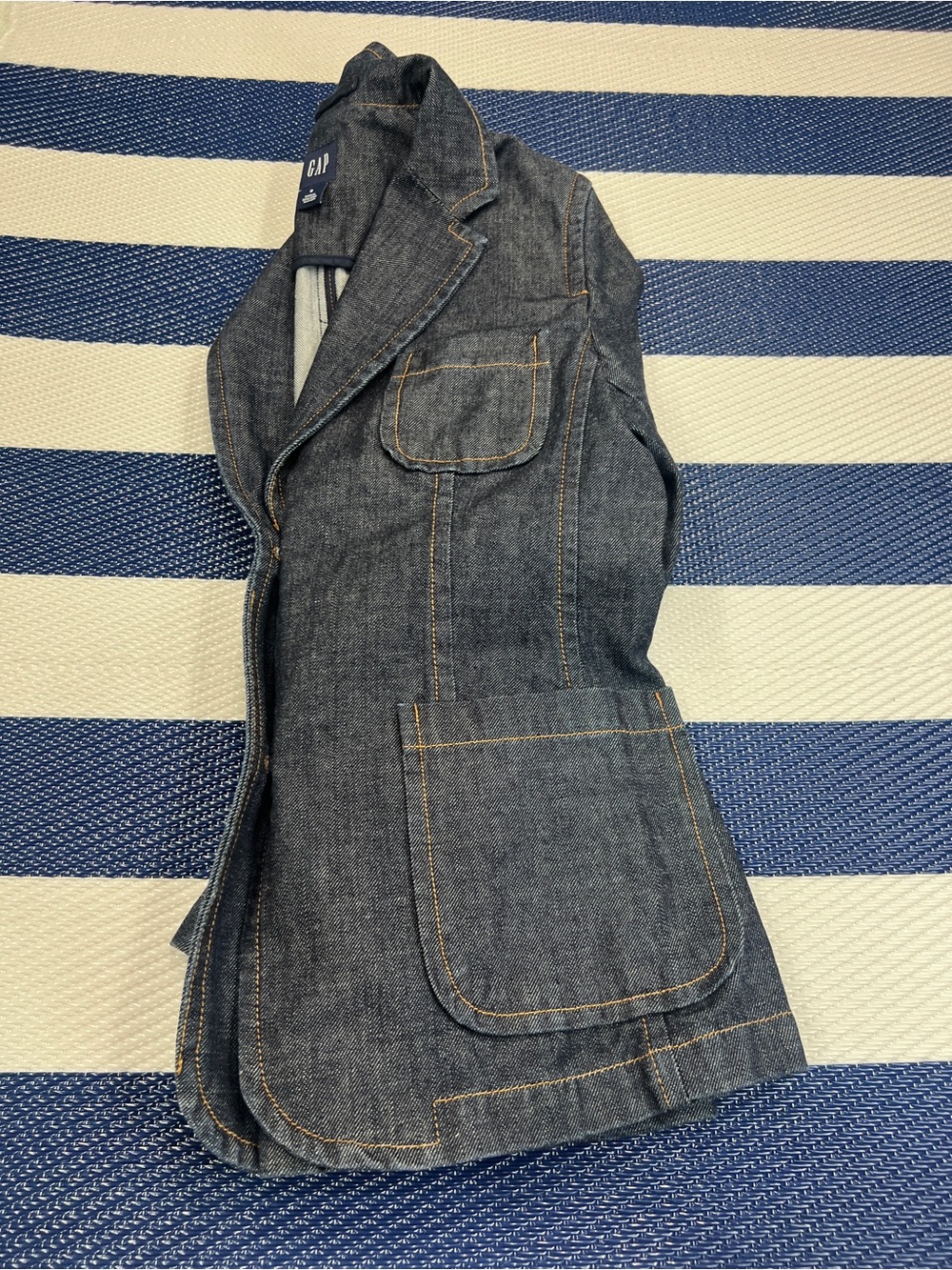 GAP Dark Wash Denim Blazer Jacket Women’s Structured Jean Jacket Sz 8 - Picture 4 of 11